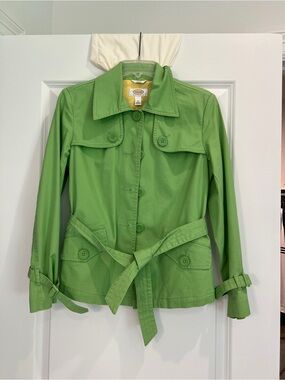 Talbots Lime Green Belted Trench Jacket